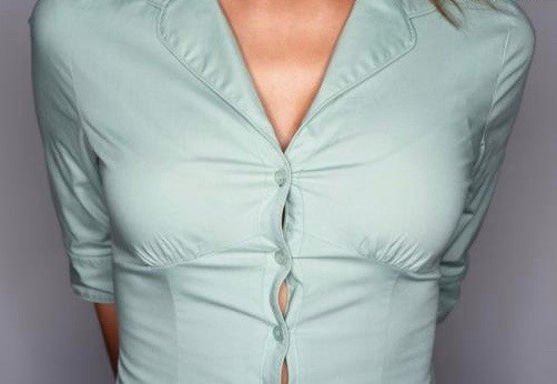 Avoid wearing a shirt that is so tight that buttons are popping out