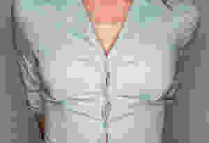 Avoid wearing a shirt that is so tight that buttons are popping out