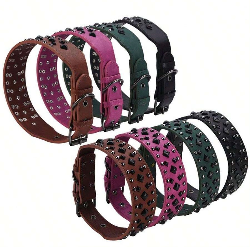 Thumbnail: Spiked Faux Leather Adjustable Dog Collar