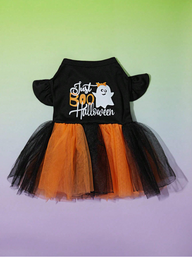 Orange and Black Halloween Dress For Cats And Dogs