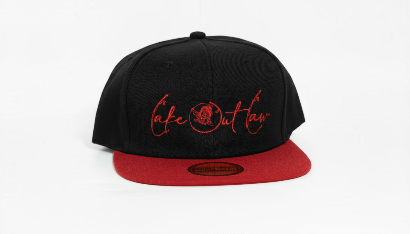 LAKE OUTLAW SNAPBACK HAT- (BLACK AND RED)