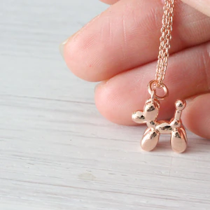 Thumbnail: Balloon Dog Pendant with Necklace - Rose Gold