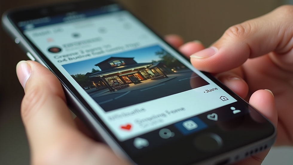 Close-up view of a smartphone screen showing a local business social media page