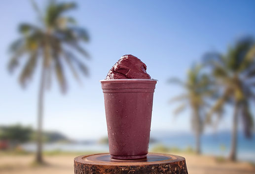 Ice Cream acai Cup on background tropical beach.jpg