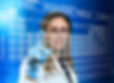 researcher woman with periodic table on virtual touch screen interface _ Scientific female