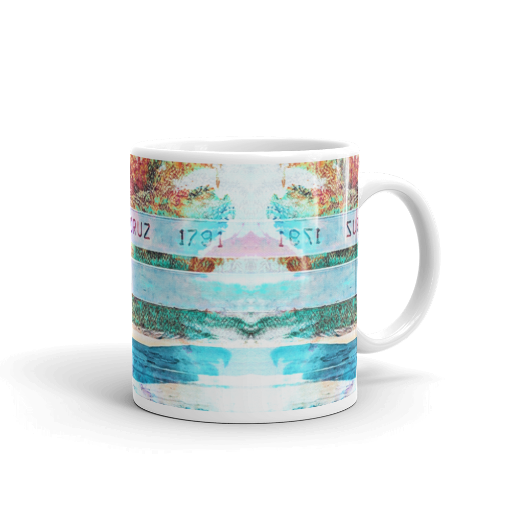 Santa Cruz in Retro Color on White Glossy Mug