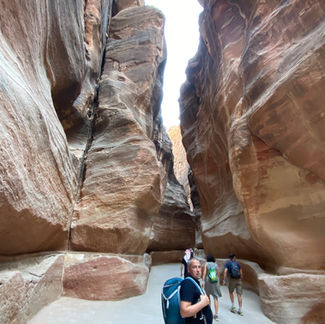 walking through the narrow Al-Siq in Jordan
