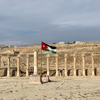 Oval plaza colonnade in Jerash, Jordan