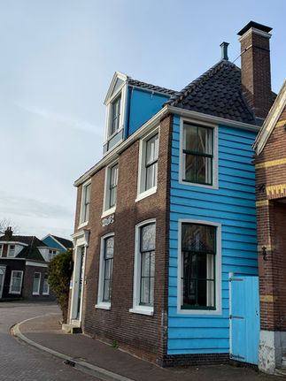 the famous blue house painted by Claude Monet in Zaandam, the Netherlands