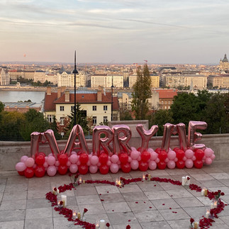 romantic spot for a wedding proposal  in Fisherman's bastion on the Buda side of Budapest