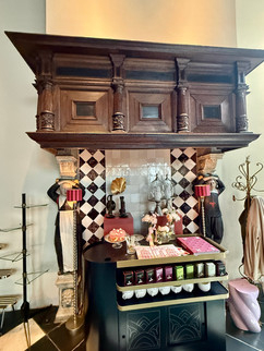 Old fireplace in the Regent's Room in bar COCO, Gouda, Netherlands