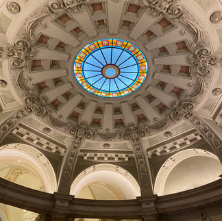 ceiling of the lobby at Anantara New York Palace hotel in Budapest