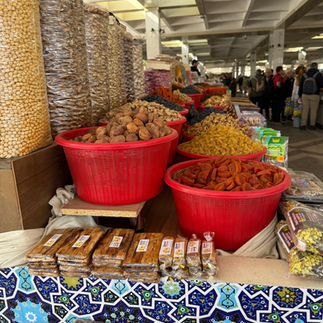 dried fruits and nuts at the Siyab bazaar in Samarkand, Uzbekistan