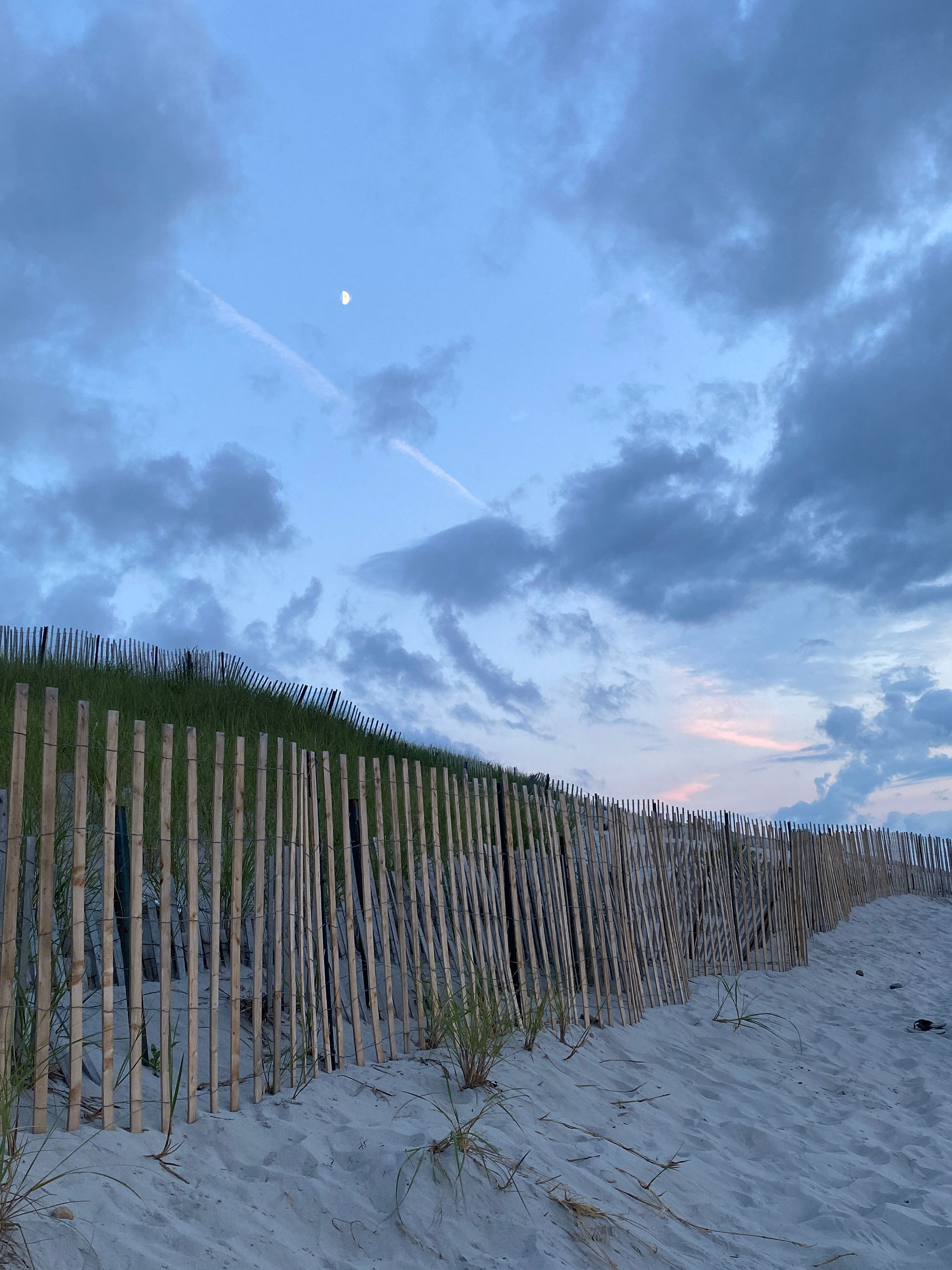 view on Mayflower Beach at sunset, Cape Cod, USA