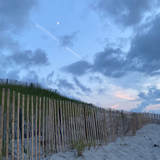 view on Mayflower Beach at sunset, Cape Cod, USA