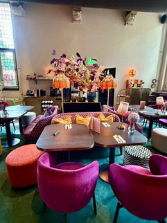 Colorful interior of cocktail and champagne bar COCO in Gouda, the Netherlands