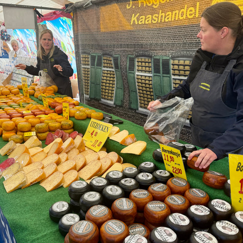 Cheese stall at the cheese market in Gouda, the Netherlands