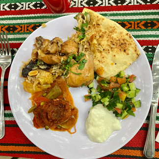 eating with locals at local food at the women's cooperative in Iraq el Amir in Jordan