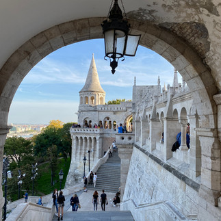 impressive Fisherman's bastion on the Buda side of Budapest