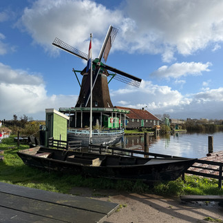 the iconic Windmills at Zaanse schans in the Netherlands