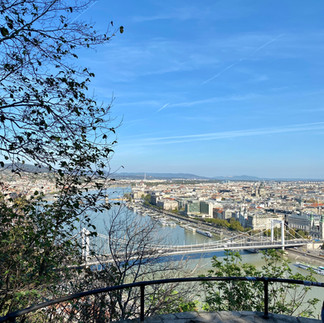hiking up to the citadel on the Buda side in Budapest