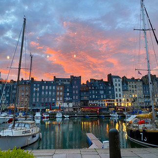 zonsondergang in le vieux bassin, Honfleur, Normandië