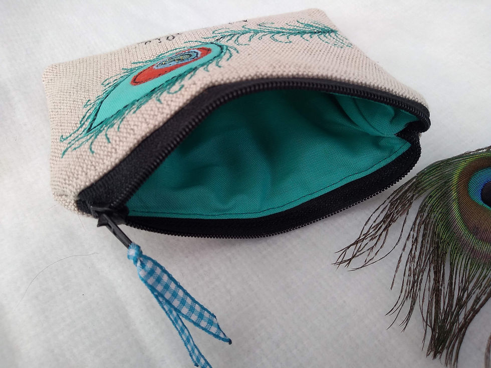 Thumbnail: Personalised peacock feather pouch