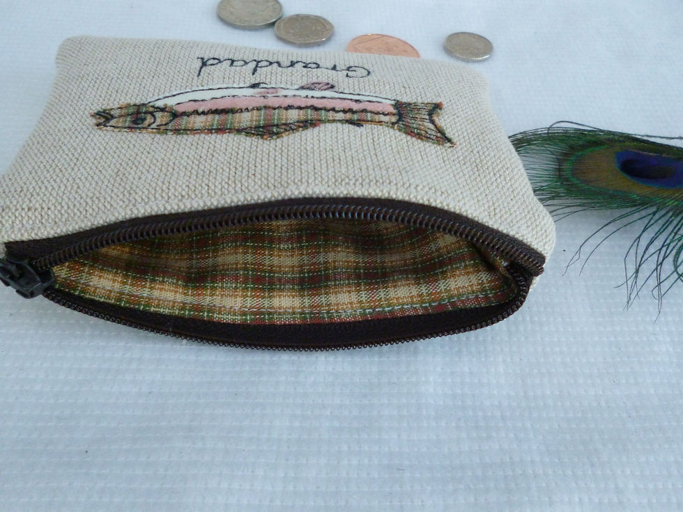 Thumbnail: Personalised trout fish pouch handmade