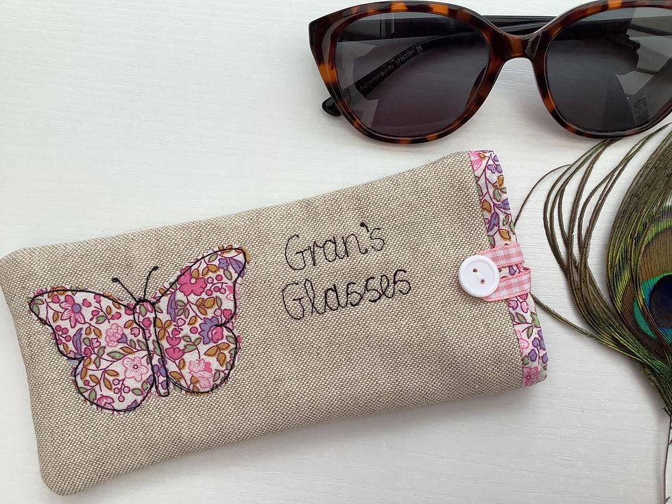 Thumbnail: Pink butterfly soft padded glasses case