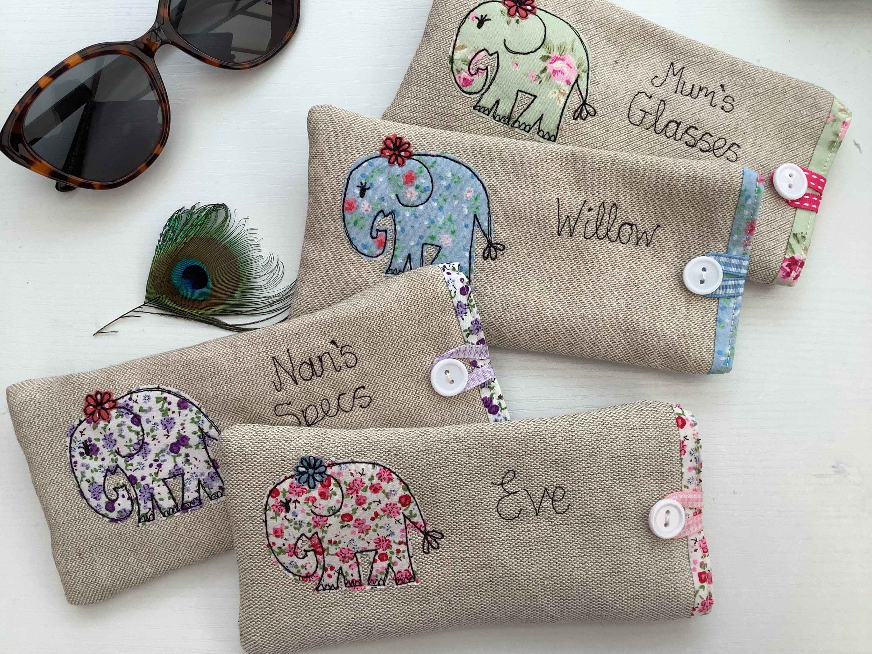 Personalised elephant glasses case