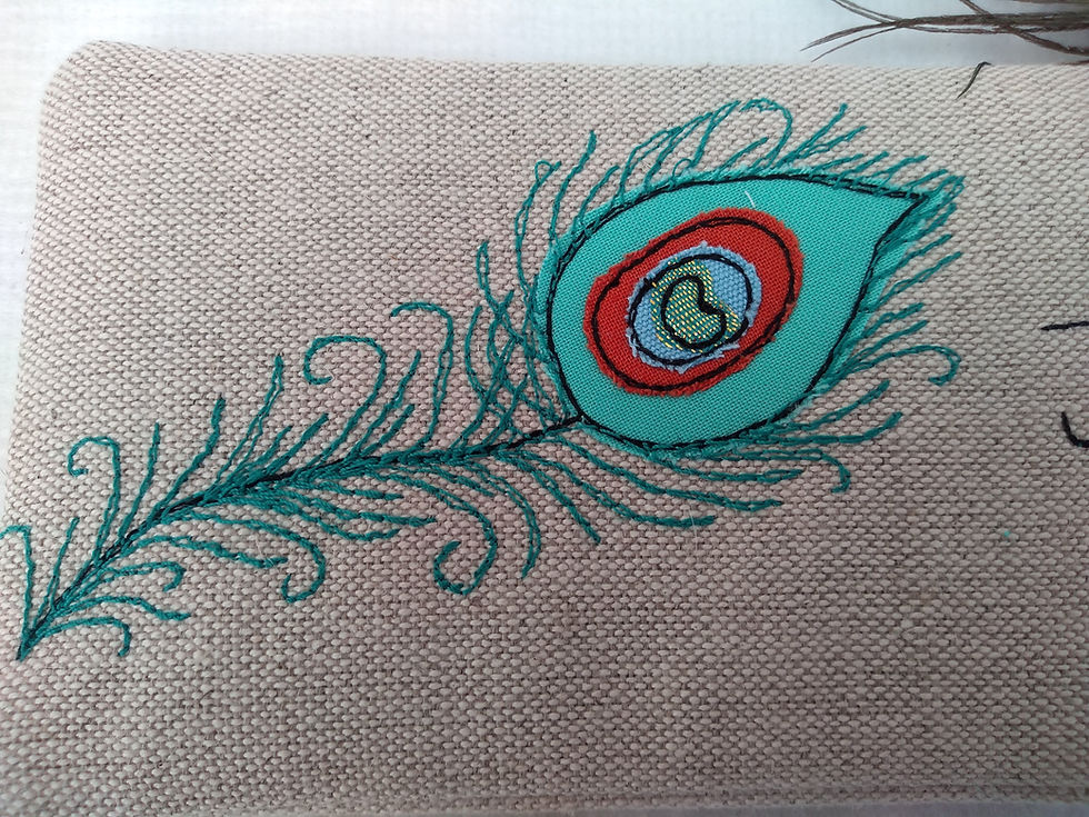 Thumbnail: custom made peacock feather glasses case