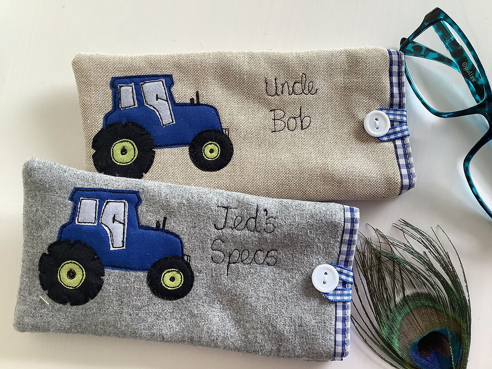 Thumbnail: Blue tractor sunglasses case with custom design