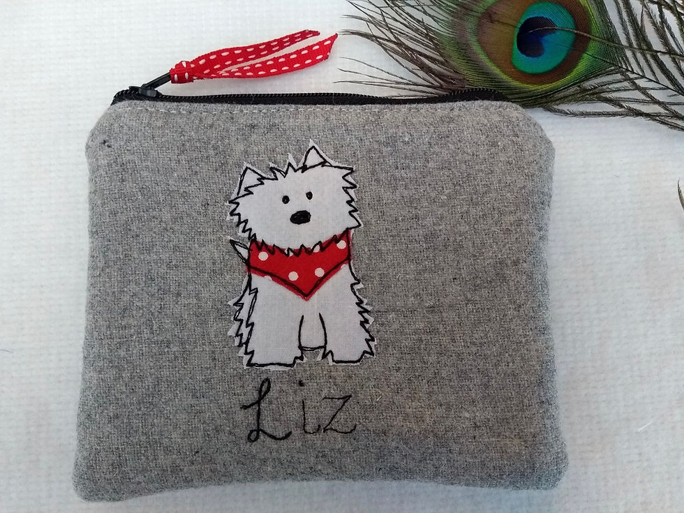 Thumbnail: Red polka dot personalised purse