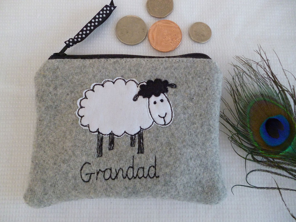 Thumbnail: Sheep embroidered personalised purse
