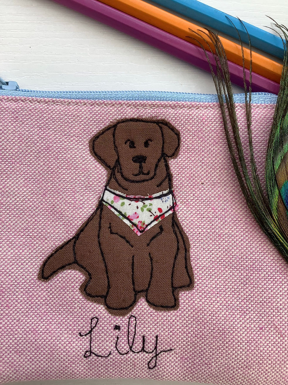 Thumbnail: Personalised Labrador pencil case chocolate