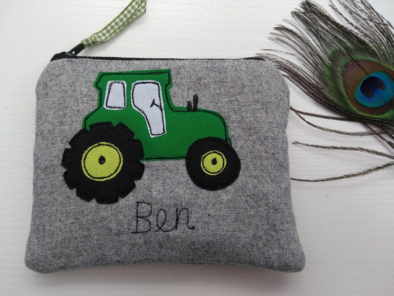 Thumbnail: Green tractor motif wallet with custom name