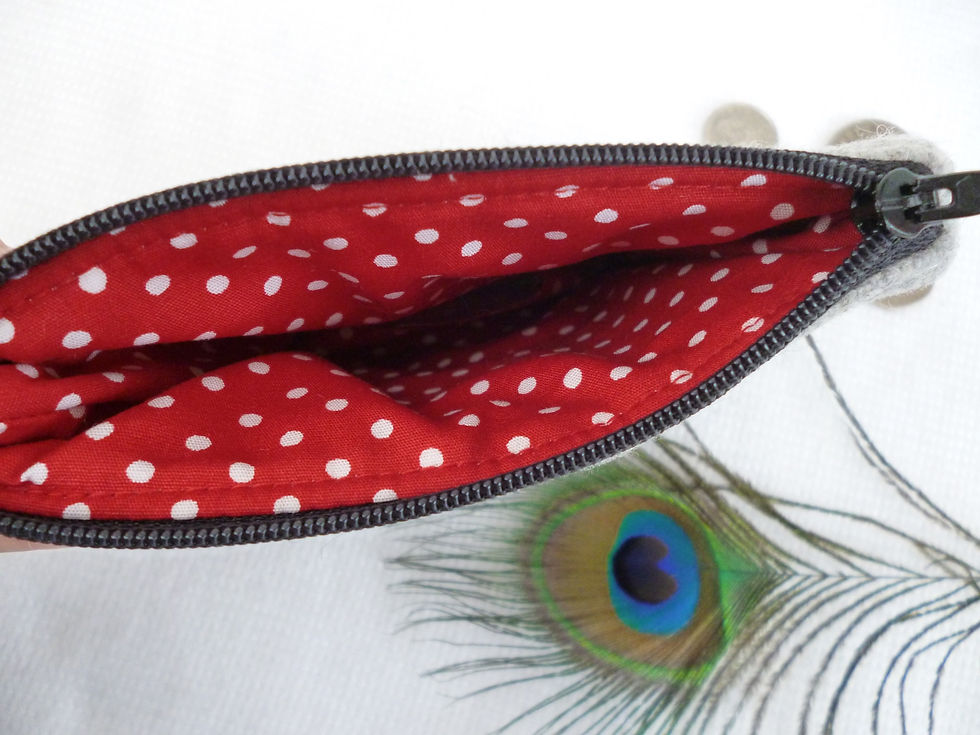 Thumbnail: Red polka dot lining on custom wallet