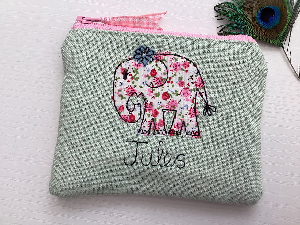 Thumbnail: Handmade Personalised elephant pouch
