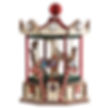 Carousel with horses, red and white design, Christmas Wreath with Lamp, festive decorations. La Magia Del Natale