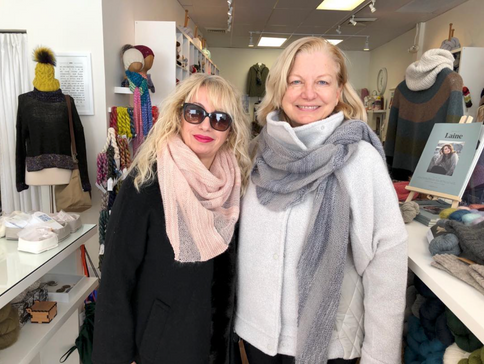Birds of a Feather, designed by Andrea Mowry, knit in Manos Fino (a merino wool and silk blend) and ITO Sensai (a silk and mohair blend)