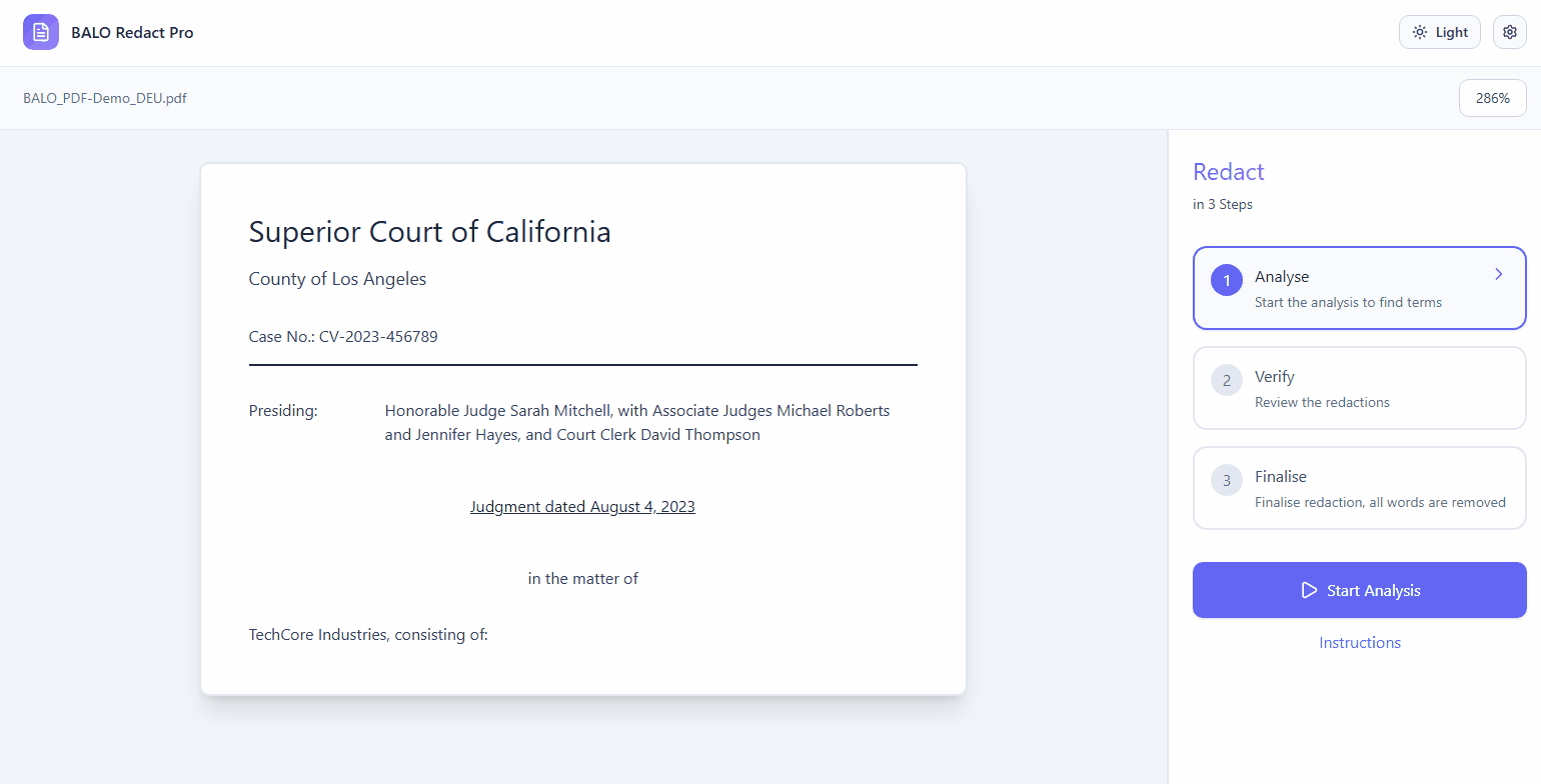 Short animation on a redaction of a court document
