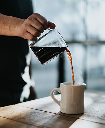 Pour over brew of single origin specialty coffee in a Clearwater coffee shop