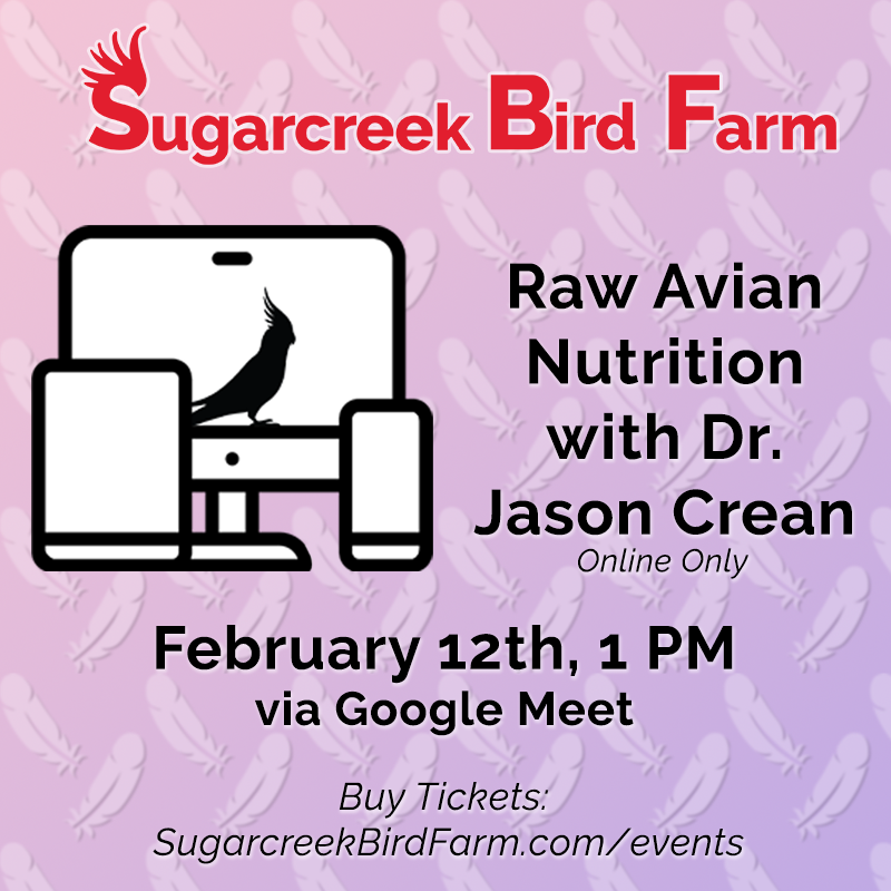 Raw Avian Nutrition with guest lecturer Dr. Jason Crean Sugarcreek