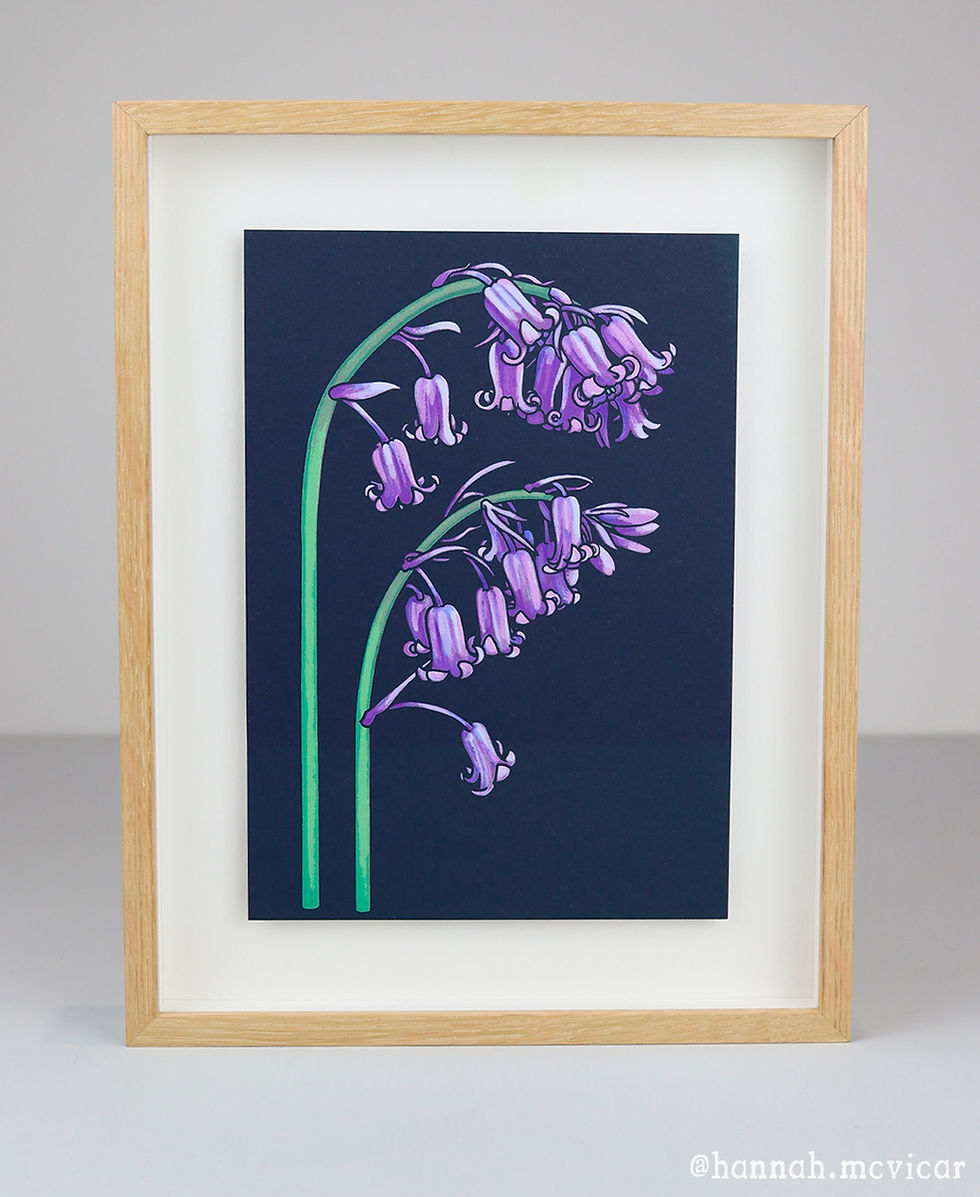 Thumbnail: Framed Bluebell screenprint by Hannah McVicar