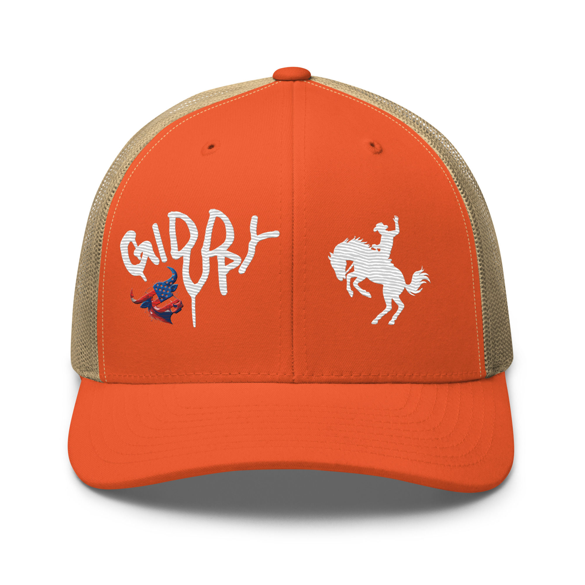 Premium embroidered snapback trucker hat or cap exclusively available only on Trillep.com, Bucking Horse Design