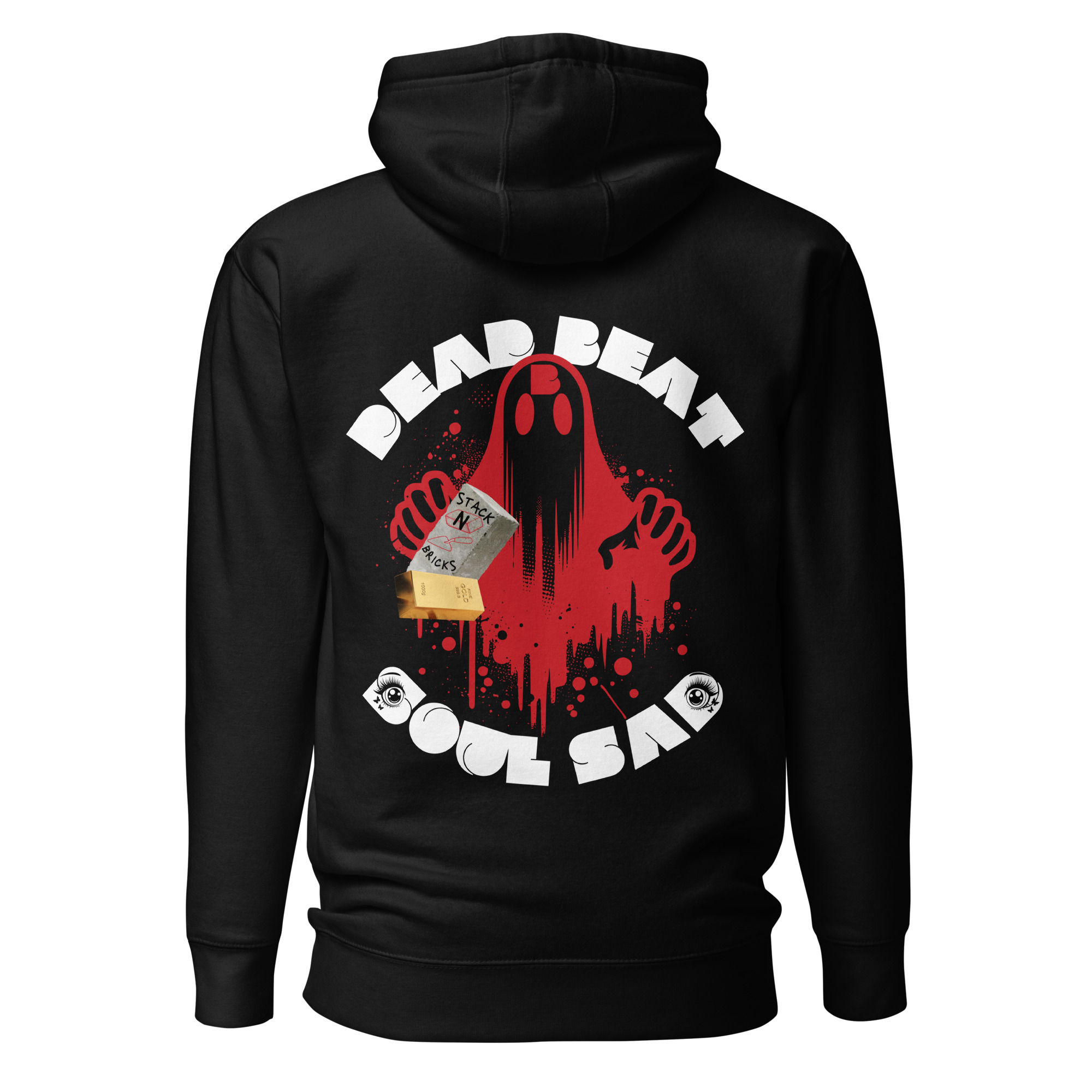 Authentic Dead Beat Soul Sad hoodie from Stack N Bricks featuring matching drawstrings and a structured hood