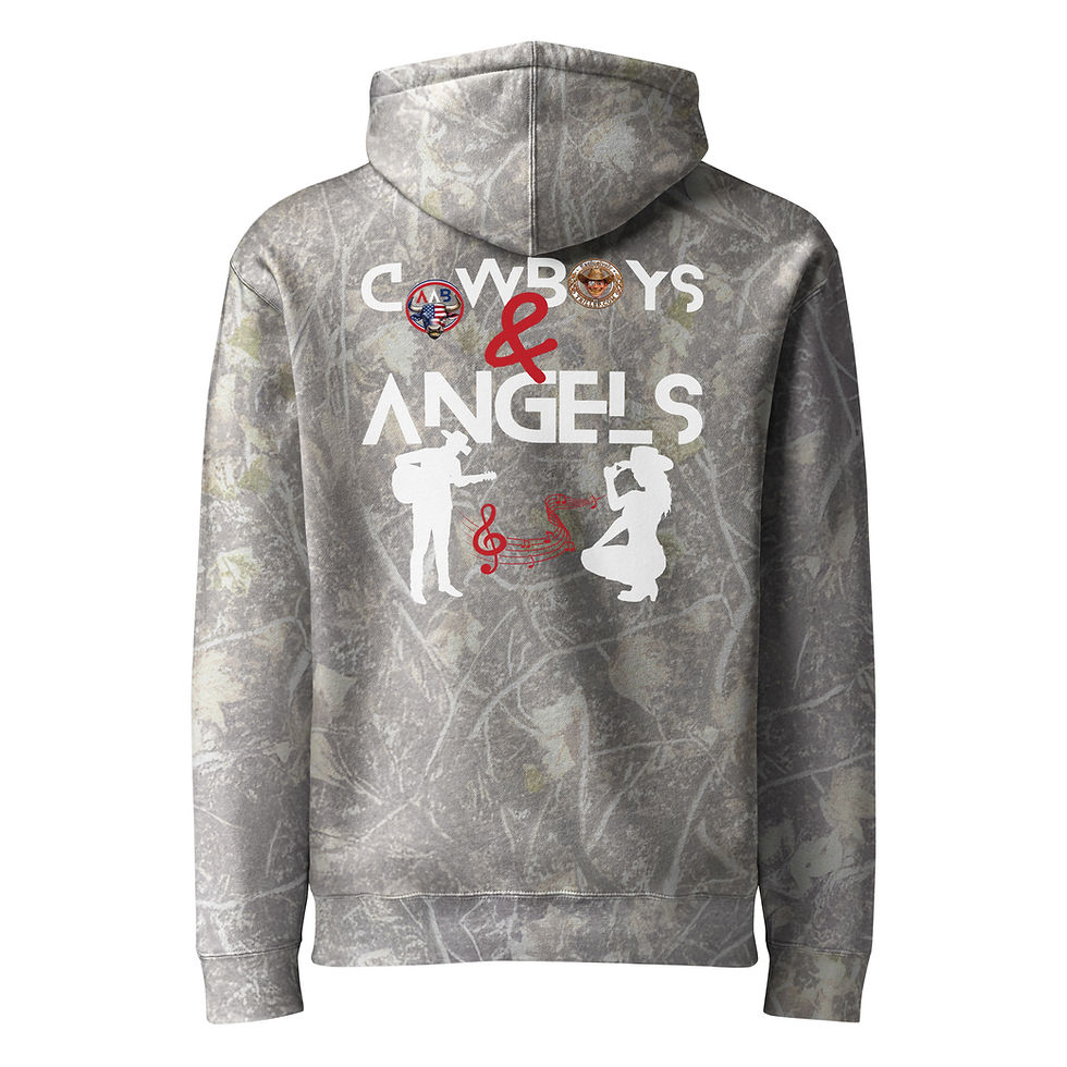 Thumbnail: Cowboys and Angels Bucking Hard Hoodie from All American Bucker an outlaw country clothing brand, trill e p