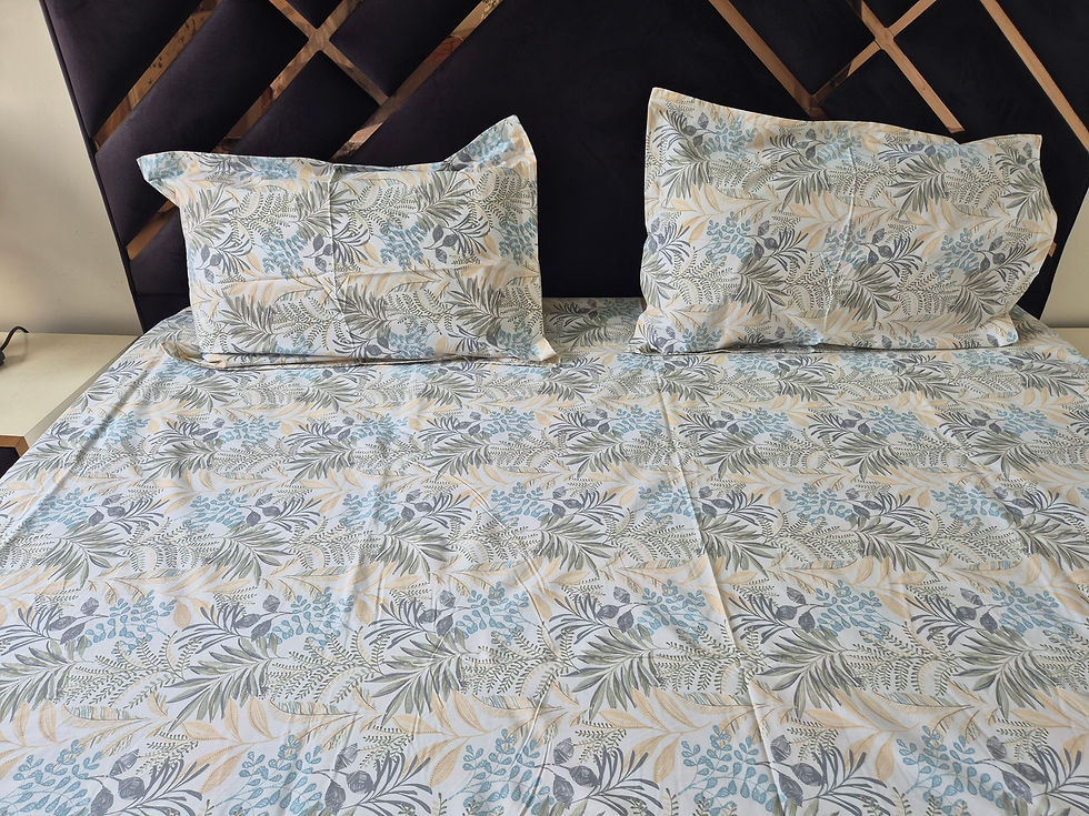 Thumbnail: Blue Floral Handblock Double Bedsheet