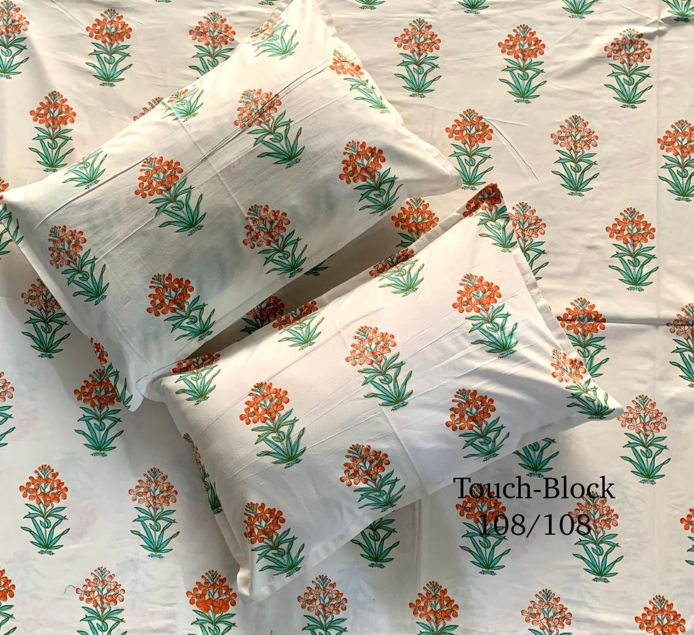 Orange Floral Cotton Bedsheet-Double