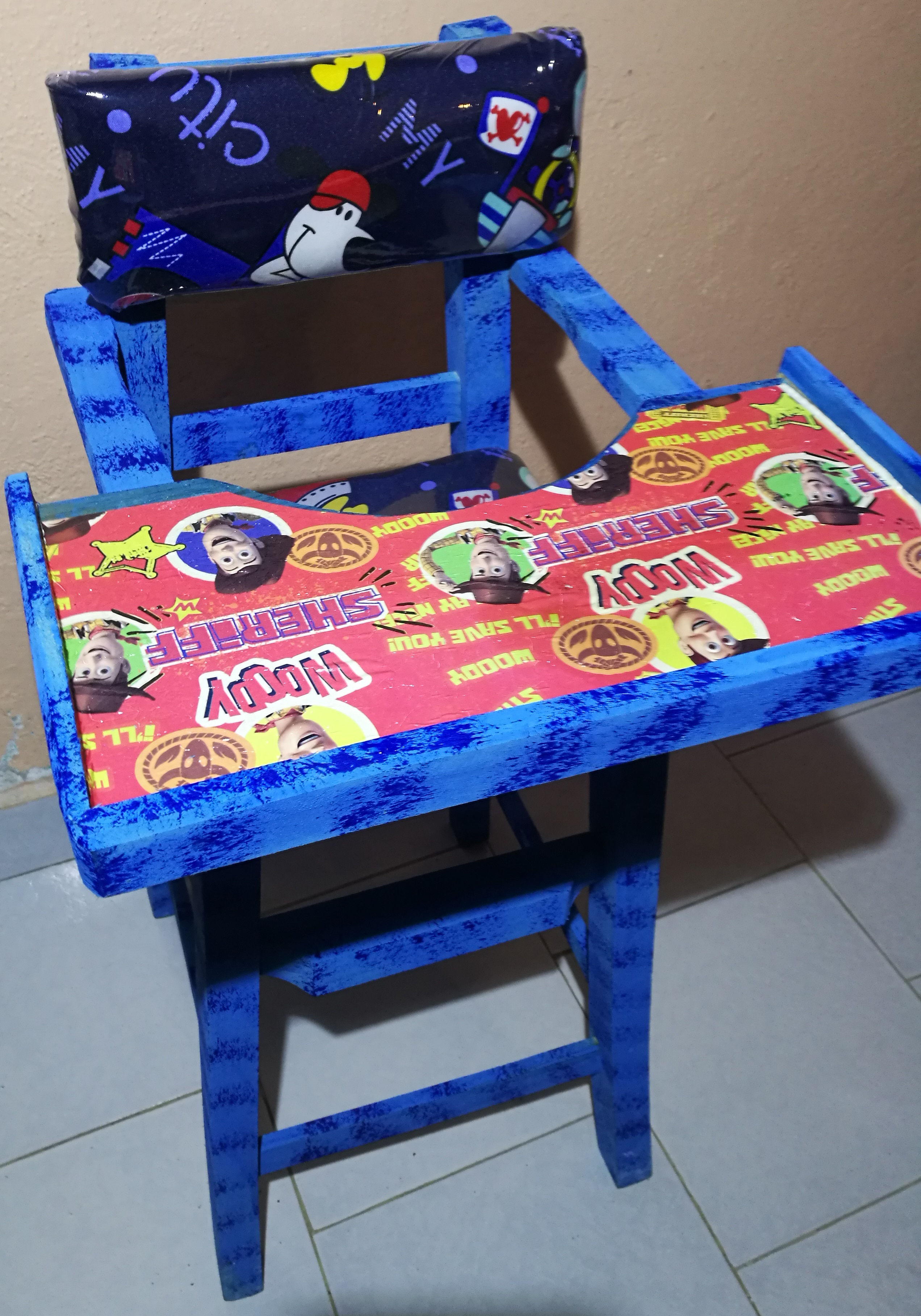 Silla Periquera Para Bebes - Madera Color Azul